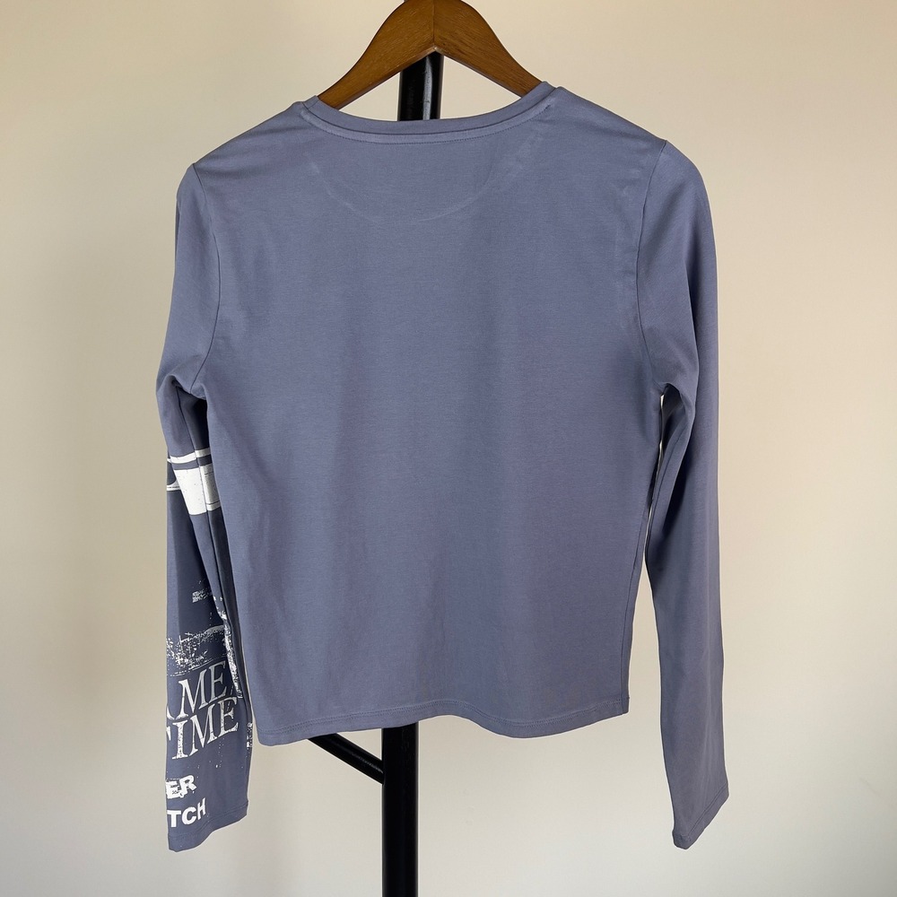 Homegirl Society XL Blue Gray Graphic Long Sleeve Tee Club Sports Push Harder 78 - Picture 4 of 8